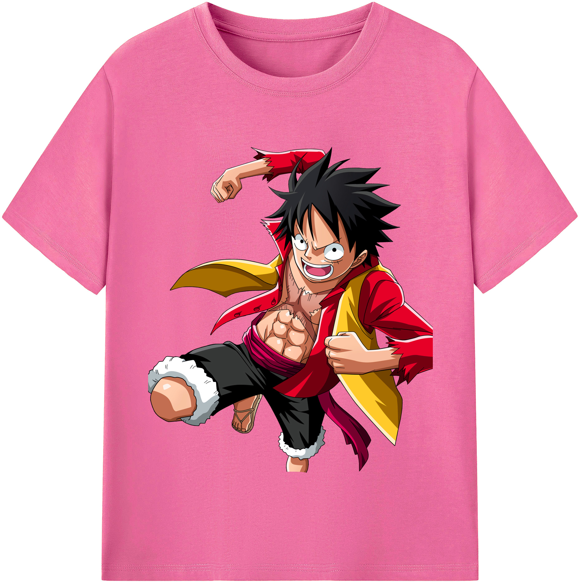 ワンピース モンキー・D・ルフィ ONE PIECE Monkey D. Luffy レディースカジュアルプリントTシャツ（綿100％）